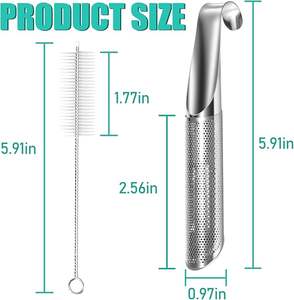 Yongli ที่กรองชาสแตนเลสแบบ3-in-1ที่กรองชาพร้อมแปรงและตะขอสำหรับใบชาหลวม - Product Image 2