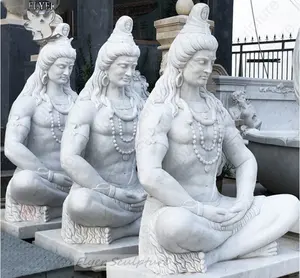 Statua del dio indù in marmo intagliato in pietra da giardino all'aperto statua in marmo di Lord Shiva