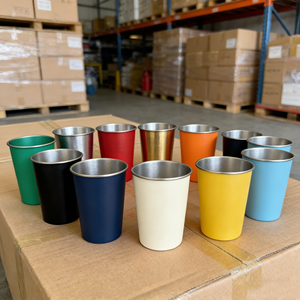 Gobelets jetables écologiques en acier inoxydable de 10 oz pour les fêtes, gobelets pour boissons, jus, bière, 500 ml, couleur rouge, électro-plaqué - Product Image 1