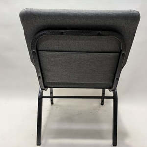 Chaise d'église empilable grise avec étagère de rangement chaise de conférence à cadre métallique pour banquet de salle de classe auditorium - Product Image 3