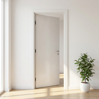 Porte intérieure moderne sans panneau, en MDF à âme alvéolaire, écologique, durable, blanc apprêté, moulurée pour hôtel