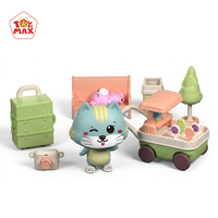 Ensemble de jouets de jeu d'imitation pour enfants, thème parc d'attractions, avec chariot à desserts coloré motif chat de dessin animé