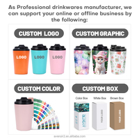 Gobelet à café latte personnalisé avec logo promotionnel, cadeau d'entreprise, 12 oz, acier inoxydable, double paroi, isolation sous vide, anti-fuite, 6-12