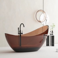 Nouvelle baignoire autoportante en résine transparente en forme de lune, grande capacité, pour hôtels, maisons d'hôtes, bain profond coloré, usage domestique