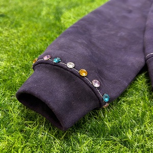 Sweat à capuche unisexe personnalisé de haute qualité 100 % coton avec rivets colorés, strass, effet délavé à l'acide, imprimé DTG, pour hommes - Product Image 3