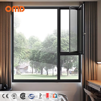 Fenêtres à battant modernes OEM personnalisées en usine Isolation thermique Cadre en aluminium Fenêtre à double verre trempé Salle de bain Utilisation domestique