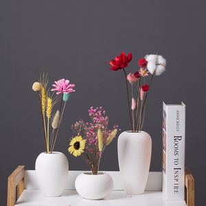 White Brushed Texture Creative Nordic Style Minimalist Ceramic <b>Vase</b> for Office Home Decor Display Decoration - Product Image 2