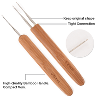 BLT gros 0.75mm bambou manche en bois Logo personnalisé en acier inoxydable Dreadlocks Crochet crochet aiguilles outil d'extensions de cheveux