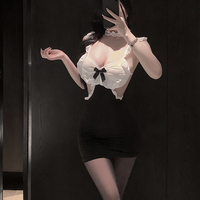 Costume de secrétaire ludique et élégant, tenue de femme de chambre chic, jupe moulante de bureau, robe de jeu de rôle séduisante, tenue coquine d'élite