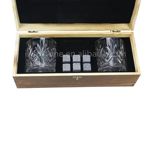 IWIN benutzerdefinierte geschenk box Kristall Whisky Gläser, 6pcs ice cube und luxus holz box für&#39;s whisky liebhaber