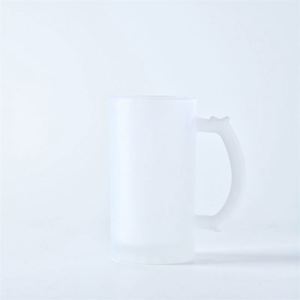 Tasses en verre givré transparent de 16 oz avec poignée, vierges pour sublimation, pour bière - Product Image 2