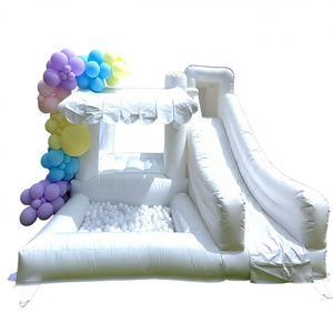 Casa de Brinco Inflable Blanca con Tobogán y Piscina de Pelotas para Fiestas al Aire Libre y Juego Comercial - Product Image 1