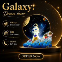 Lampe LED 3D en résine gravée avec base en forme de lune, alimentation USB, pour cadeau personnalisé, taille moyenne, pour salon