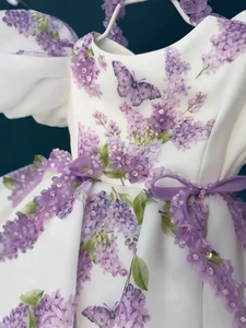 Neonato bambino bambino fiore di lavanda ragazze abito corto a sbuffo bambini <span class=keywords><strong>principessa</strong></span> abiti <span class=keywords><strong>da</strong></span> festa abiti per bambina - Product Image 4