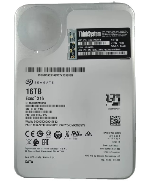 02JG375   4XB7A13914   ThinkSystem 16TB 7.2K SATA 6Gb/s 3.5in HDD