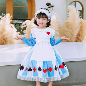 Robe de princesse d'Halloween pour petite fille, style classique, costume de cosplay Lolita, robe d'anime Alice avec coiffe - Product Image 3