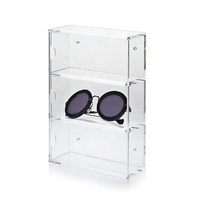 Boîte à lunettes murale avec tiroir Organisateur de lunettes en verre plexi Mallette de rangement pour lunettes de soleil en acrylique à 4 niveaux