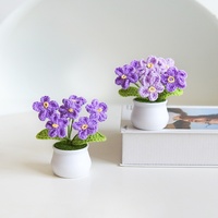 Pot de fleurs en crochet fait main Myosotis aux couleurs vives assorties rose bleu jaune, idéal pour un cadeau pour elle, mère, fille, meilleure amie