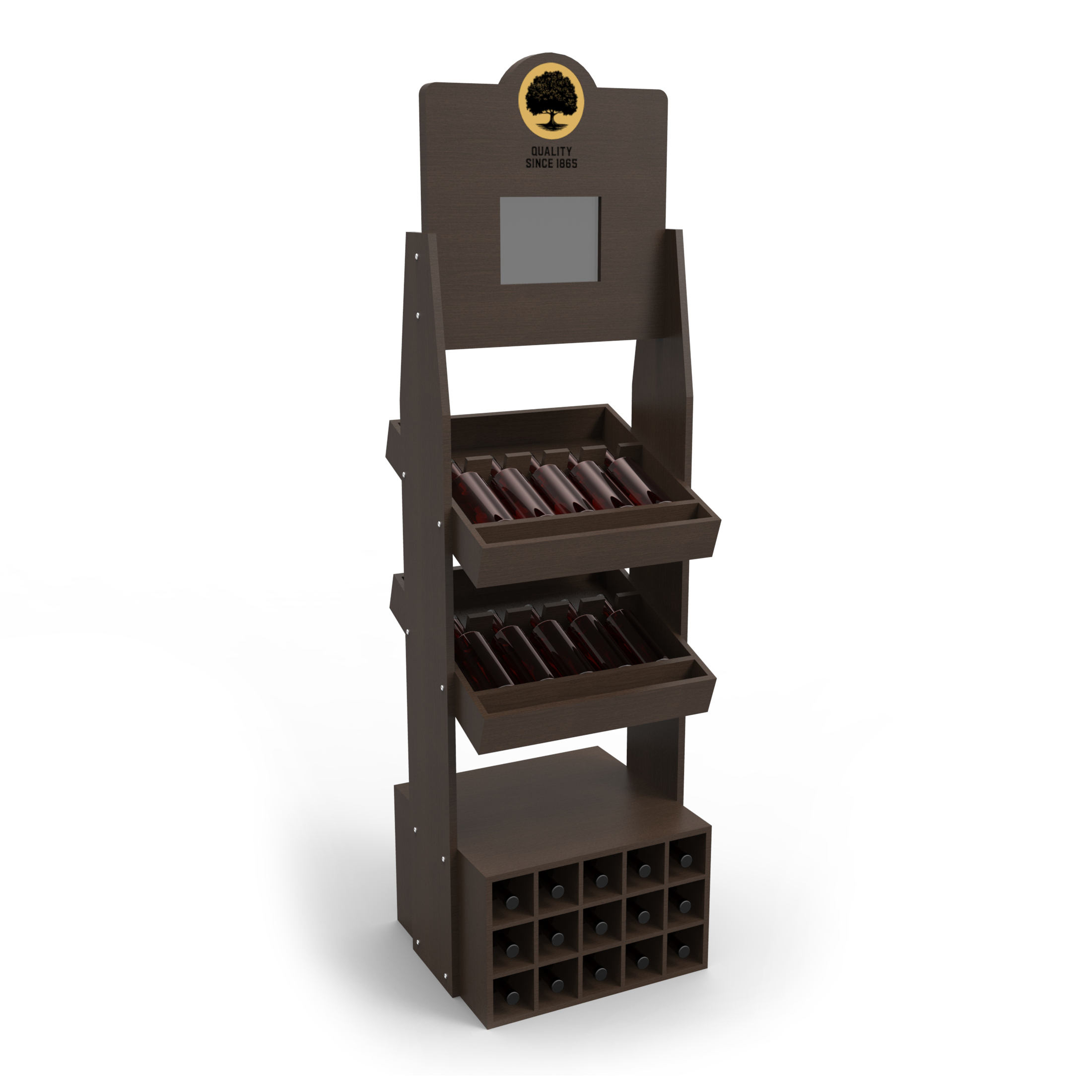 Newly Arrived Modern for Wooden Beverage Display Rack Red Wine Floor Stand for Shops — view 3