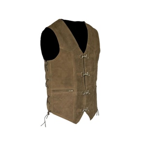Gilet de moto en cuir de vache véritable, sans manches, fait main, épais, respirant, pour motocross, course, mode - Product Image 1