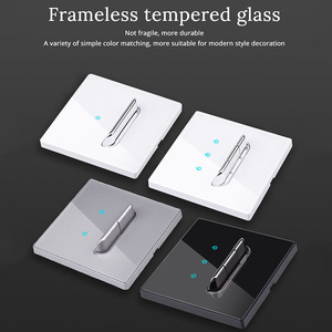 Langyeao EU UK phong cách grey Tempered Glass tường thiết lập lại 1/2/3/4gang chuyển đổi ánh sáng phổ 2 cách điện ổ cắm điện - Product Image 3