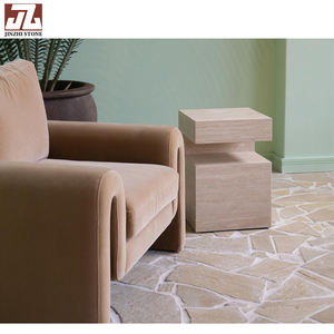 Moderno tavolino in marmo bianco travertino in pietra lucidato Top per interni ed esterni da pranzo Cut-to-Size hotel <span class=keywords><strong>fontane</strong></span> all'aperto - Product Image 5