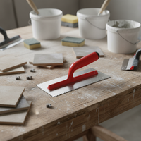 OEM disponible, truelle à plâtrer en acier au carbone CONCORD DIY, à encoches carrées, avec manche en plastique, 280x120mm, pour la finition des surfaces