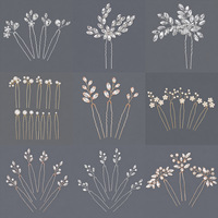 Ensemble de pinces à cheveux de luxe exclusif transfrontalier, faites à la main, en forme de U, multi-tailles, ornées de perles et de strass floraux, polyvalent pour coiffures de mariée et usage quotidien