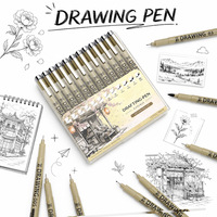 Lot de 12 marqueurs d'art effaçables à pointe fine, encre archivistique, résistants à la décoloration, pour dessin de précision et croquis, papeterie