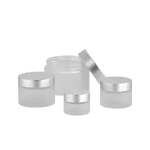 Frosted PET Plastic Thick Wall Jars pet frosted jar with matt silver lid cylinder shaped frosted pet jar for skincare