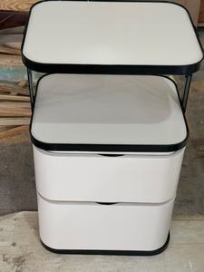 Modern Wood Double Glass Top 4-Wheel Beauty Trolley 2-Drawer Rolling Salon <b>Storage</b> <b>Cart</b> for Facial Lash Spa Clinic - Product Image 5