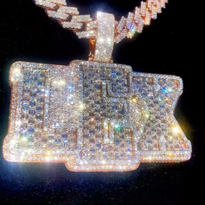 Vvs Moissanite kolye özel kolye kolye logo adı mektup buzlu Out zincir ve Peddant <span class=keywords><strong>Charm</strong></span> - Product Image 2