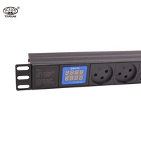 Unités de Distribution d'énergie 6 voies prise de type israël avec compteur A/C certifié CE coque en alliage d'aluminium PDU pour armoire de rack