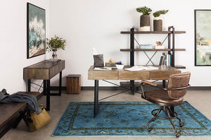 PU regolabile industriale + sedia da scrivania in metallo arrotolabile sedia da ufficio sedia da lavoro con braccioli e ruota - Product Image 6