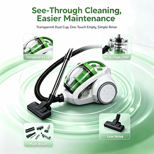 Aspirateur balai électrique silencieux sans sac avec aspiration cyclonique puissante et fonction de nettoyage à sec pour usage domestique et hôtelier - Product Image 1