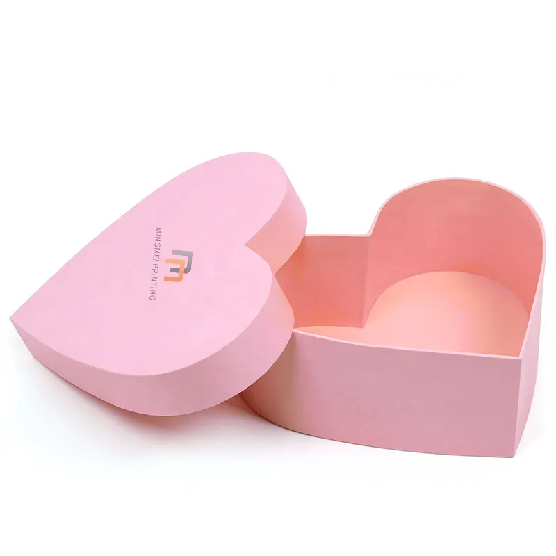 Scatola di carta regalo di cioccolato da forno a forma di cuore rosa personalizzata di vendita calda con scatola di fiori a forma di cuore con logo