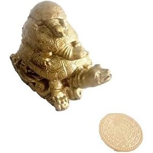 PARIJAT artesanía Vastu Feng Shui Triple tortuga familia una moneda de la suerte protección buena suerte riqueza longevidad escultura - Product Image 2