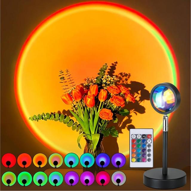 TSINYE RGB Sunset Lamp Projector Multicolor Changing LED Projection Lamps for Bedroom Photography Party  Live Room Decoration