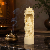 Statuette en résine personnalisée haut de gamme, Guanyin Bouddha religieux en polyrésine blanc ivoire avec poudre d'agate pour la décoration de la maison ou du bureau