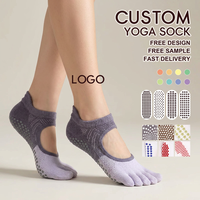 Chaussettes de yoga et de Pilates à cinq doigts en coton peigné anti-boulochage pour femmes, vente en gros