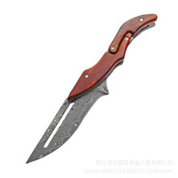 Couteau pliant ambidextre en acier de Damas avec manche en bois, couteau de poche mécanique magique, outil de cuisine pour éplucher, cadeau unique fait main