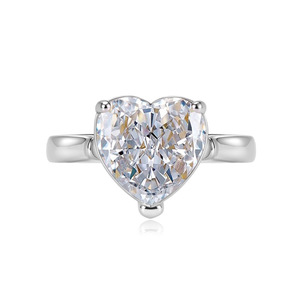 Bague de Fiançailles Solitaire en Cuivre Plaqué Rhodium avec Zircon Coloré Taillé en Cœur 10*10mm pour Femmes – Vente en Gros Usine pour Fêtes - Product Image 6