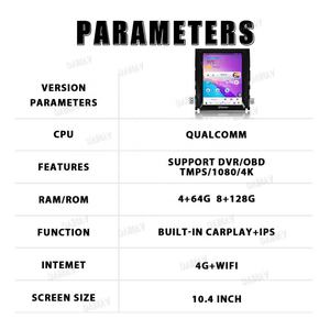 Autoradio Android 11 Qualcomm 10,4 pouces pour Cadillac Escalade 2007 2008 2009 2010 2011 2012, lecteur DVD, Carplay, navigation GPS - Product Image 4