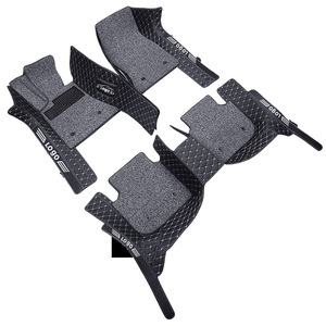 Tapis de sol de <span class=keywords><strong>voiture</strong></span> de luxe en cuir écologique double couche, entièrement enveloppants, matelassés losanges, avec protection de seuil de porte, garantie 2 ans - Product Image 1
