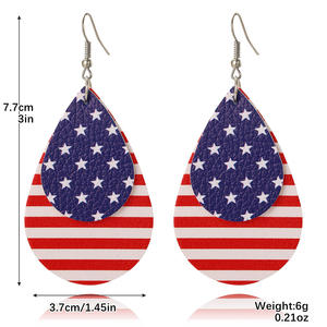 Boucles d'oreilles patriotiques du 4 <span class=keywords><strong>juillet</strong></span> à rayures bleues blanches et rouges Style drapeau américain en forme de larme pour femmes à la mode - Product Image 4