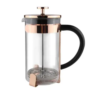 Luxury Design 350ml Glass French Coffee Press Gold Stainless Steel French Press Coffee Maker