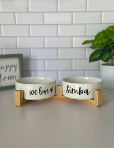 ODM OEM ชุดชามอาหารสุนัขเซรามิกแบบกำหนดเองพร้อมแท่นไม้ยกสูงของขวัญส่วนบุคคลสำหรับเจ้าของสุนัขแหล่งชาร์จ - Product Image 4