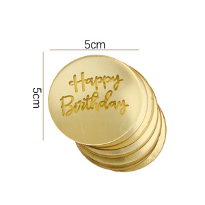 Decorazione per <span class=keywords><strong>Torta</strong></span> di Compleanno in Acrilico a Forma di Disco Specchiato Dorato con Scritta 'Happy Birthday' per Baby Shower e Dessert - Product Image 2
