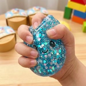 Sequins New Cute Smile Face Dumpling <b>Squishy</b> EVA Stress Ball Toy for 5 to 7 Years Mystery Box - Product Image 3