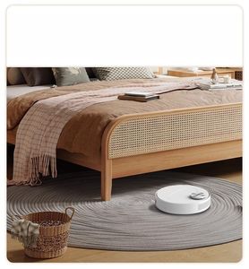 <span class=keywords><strong>Letto</strong></span> <span class=keywords><strong>Matrimoniale</strong></span> in Legno Massello con <span class=keywords><strong>Testiera</strong></span> in Rattan, Stile Nordico, Arredamento per Camera da <span class=keywords><strong>Letto</strong></span> - Product Image 3